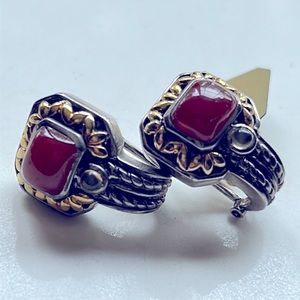 BJC 14k gold sterling silver agate and citrine earrings.